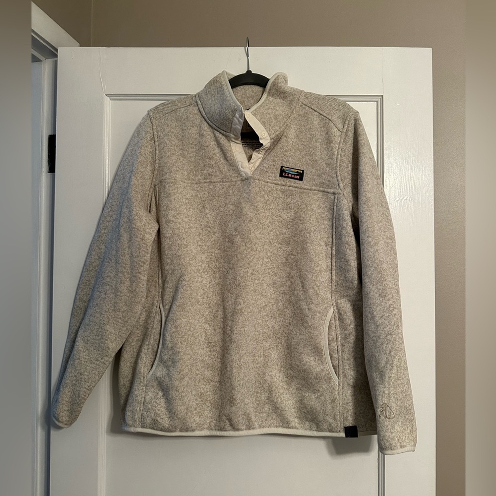 LL Bean Ivory Fleece Pullover